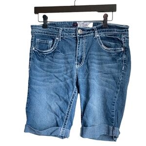 VGS Women's Bermuda Jean Shorts Sz 10 Embroidered Denim Shorts